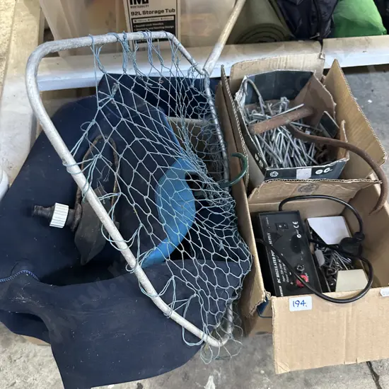 DC power supply, wool bail hooks, wet suite and net, etc.