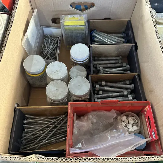 Bolts, roofing screws, nylon anchors etc.