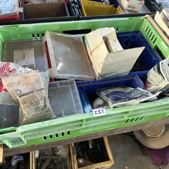 Bin of nails including galvanized and stainless steel