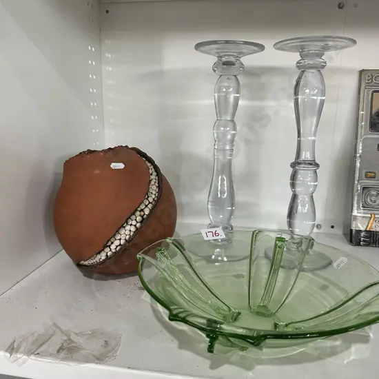 Pottery, Bowl, candle sticks