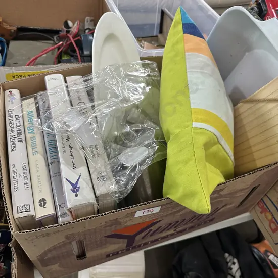 books, large dish etc