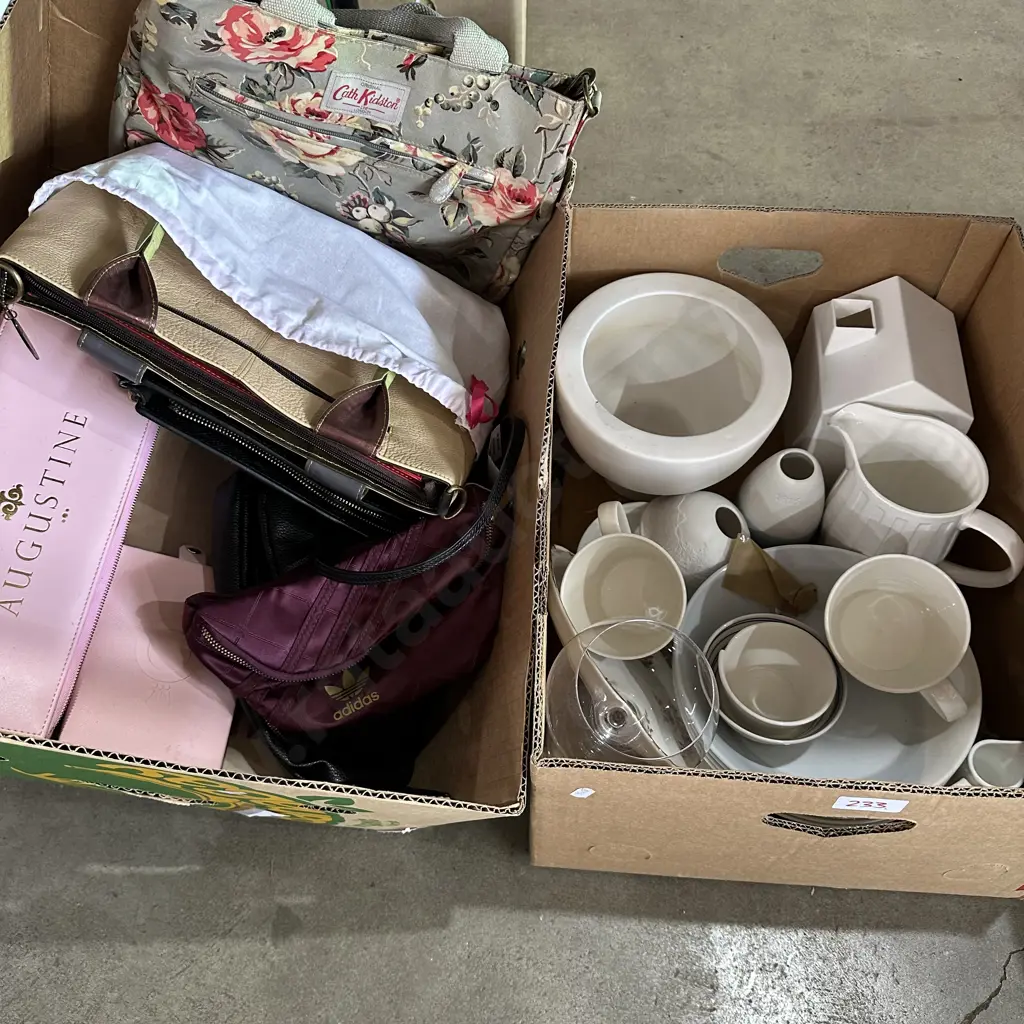 2 box white china, bags etc Image 1++