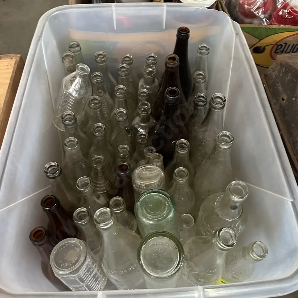bin of vintage bottles Image 1++