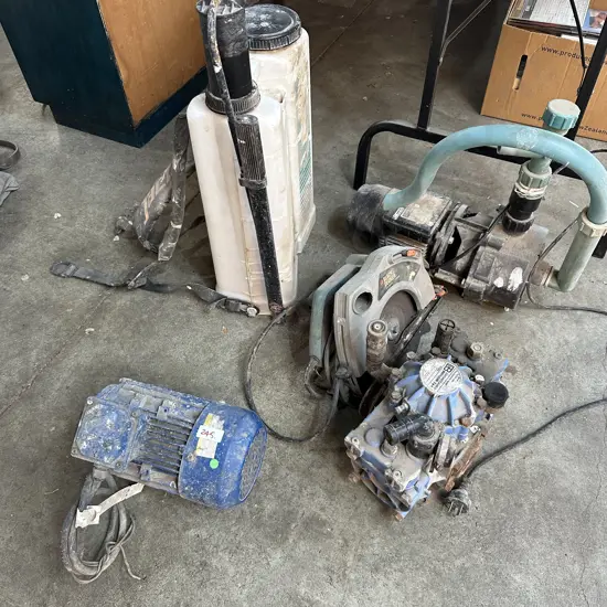 motors, pumps, saw, sprayer (unkown conditions)