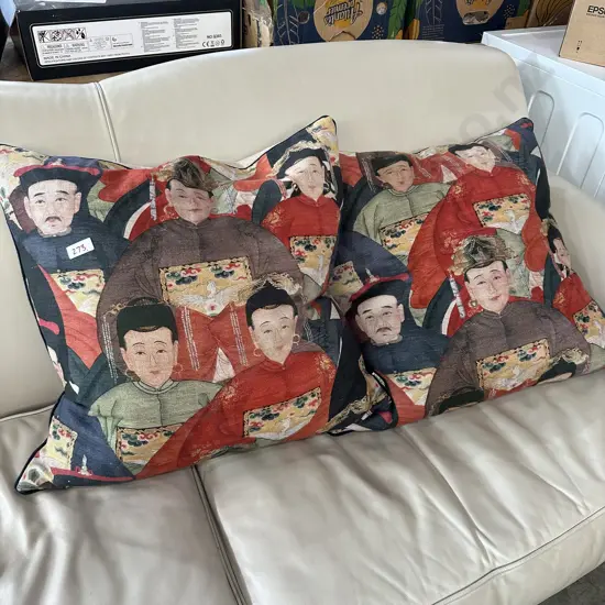 Pr of large "little & fox" feather pillows