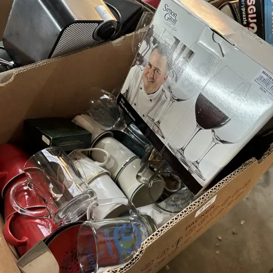 set of wine glasses etc