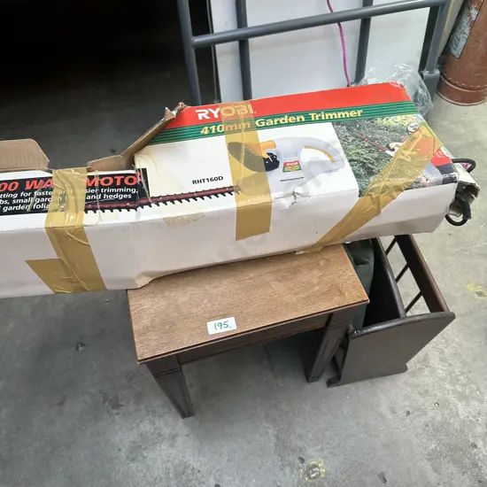 trimmer, mag stand and side table