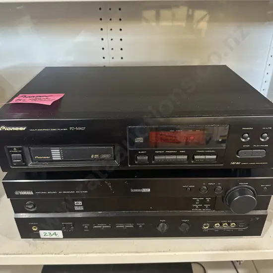 Yamaha amplifier and six disc pioneer CD player.