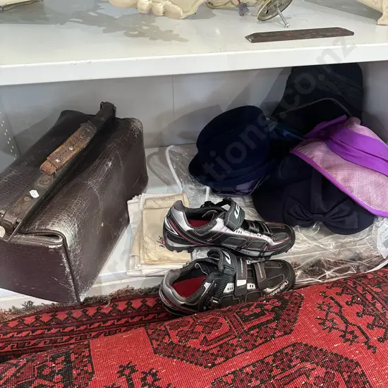 Doctors bag, hats and linen, cycle shoes
