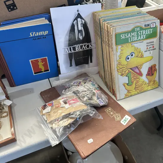 Stamps plus Sesame Street Library books etc.
