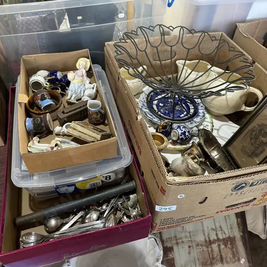 Two boxes cutlery and collectables