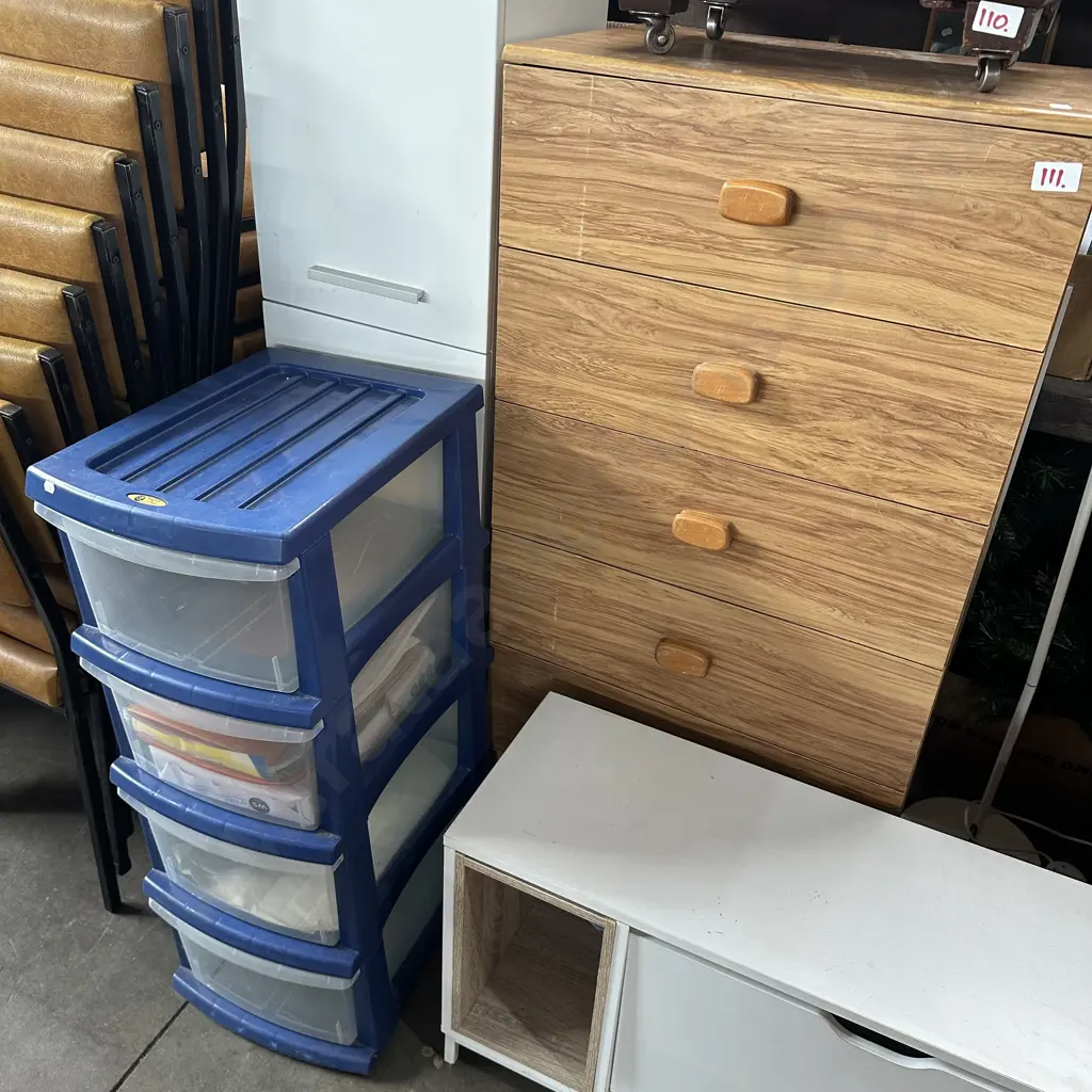 Tall chest of drawers and plastic drawers Image 1++