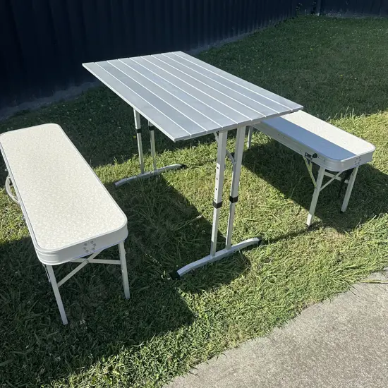 Basecamp folding camp table and chairs in bag