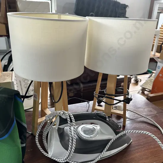 Pair of lamps and iron