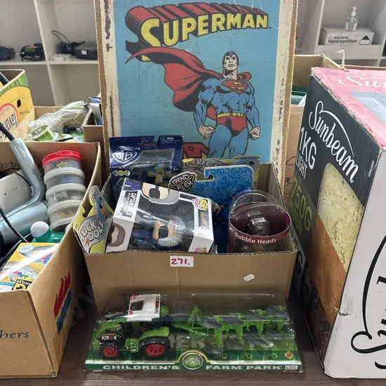 boxed figures, toys and picture