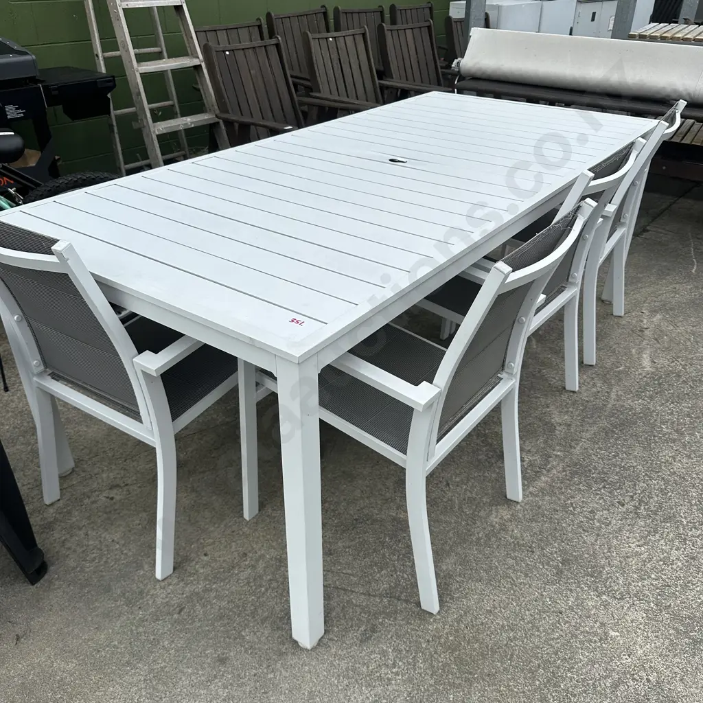 Aluminium table and 4 chairs   2120mm x 1000mm Image 1++