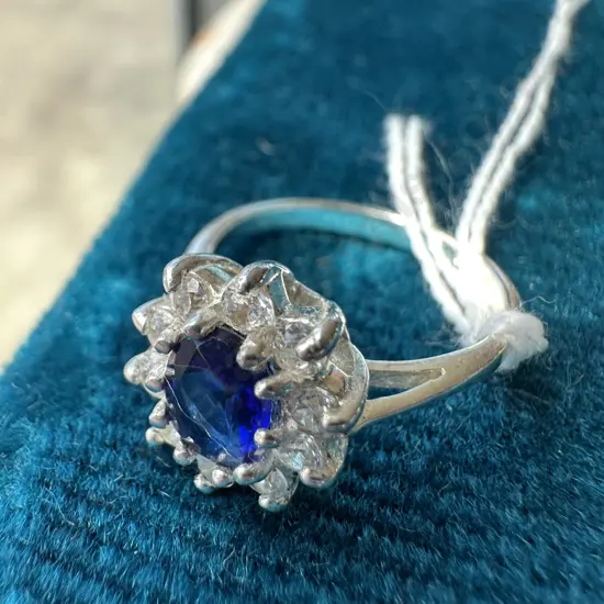925 Blue & White Sapphire ring ex MHJ