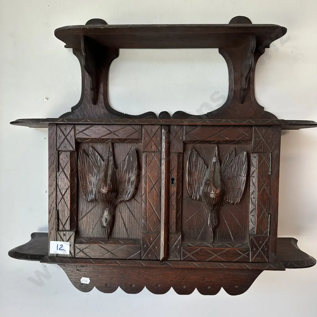 Hand carved arts & crafts Oak shelf Image 1++