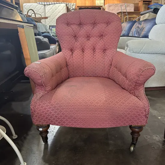 Antique button back chair