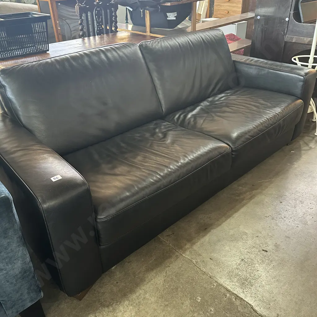 Dark brown leather 3 seater sofa Image 1++