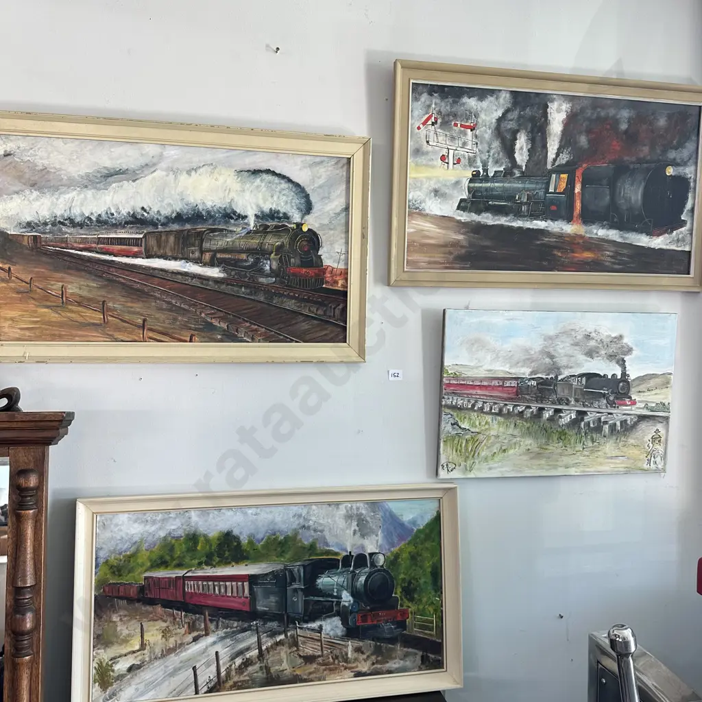 4 steam train oil paintings Image 1++