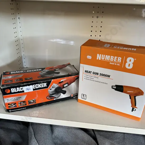 angle grinder and heat gun