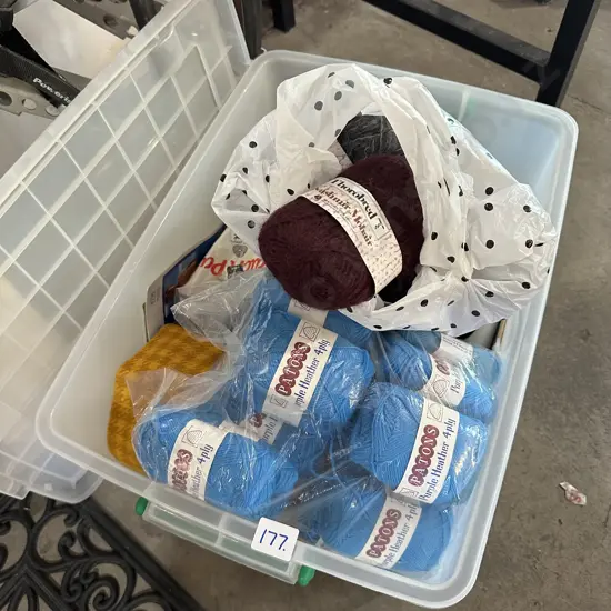 large bin of wool