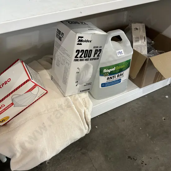 drop sheet, saftey masks and glasses, Anti Bac