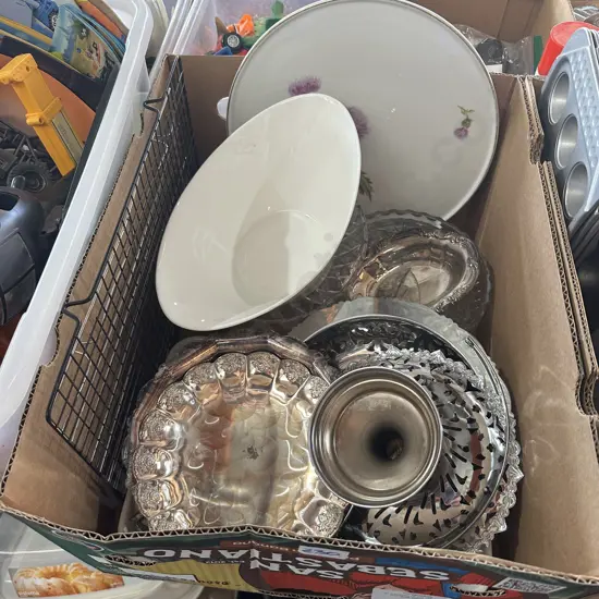 Box of silverware etc.