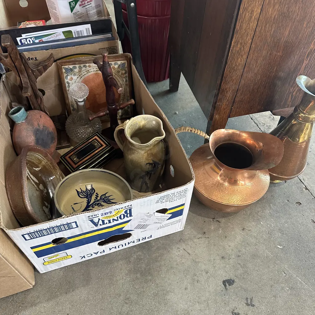 Copperware jugs, pottery etc. Image 1++