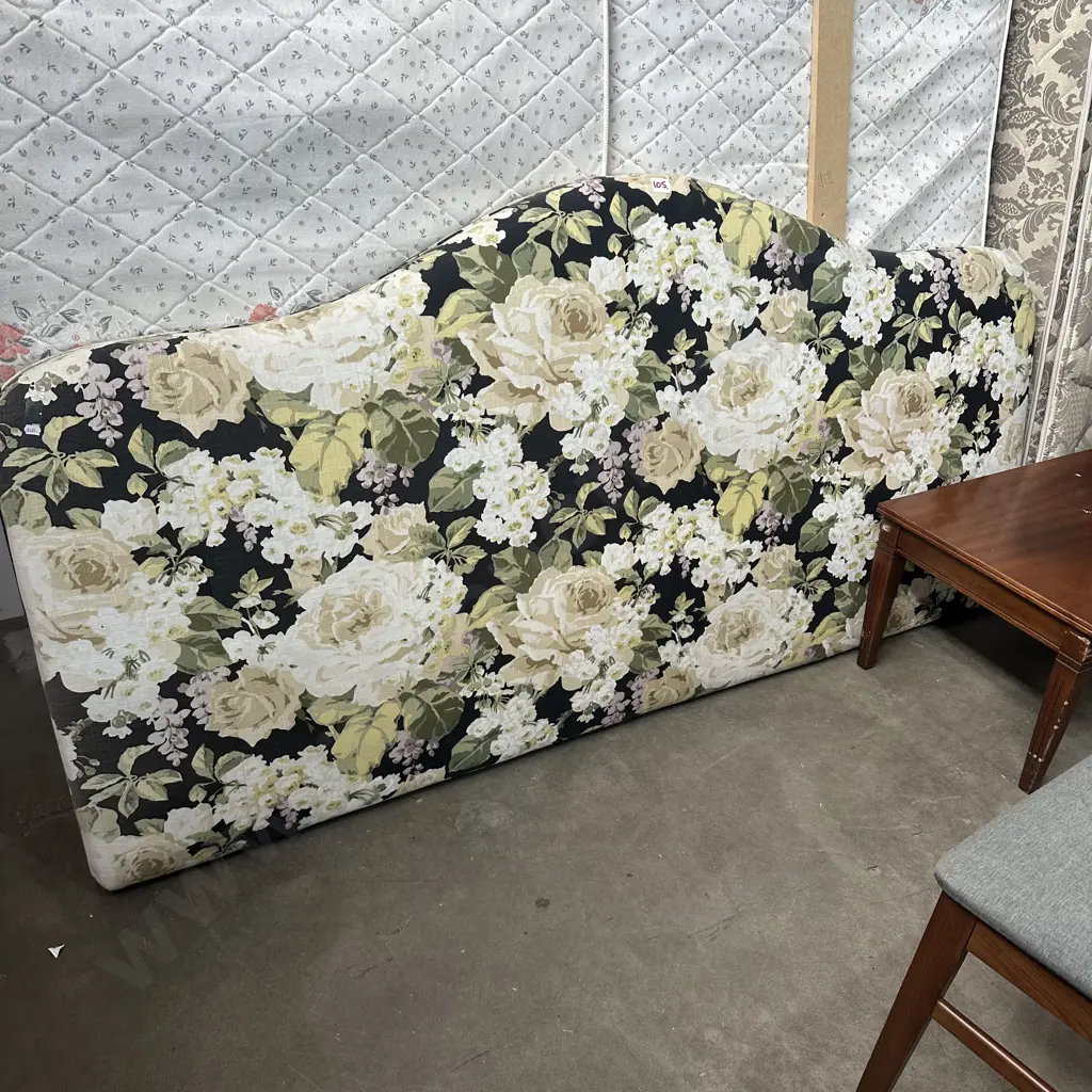 1900mm padded wall hung floral headboard Image 1++