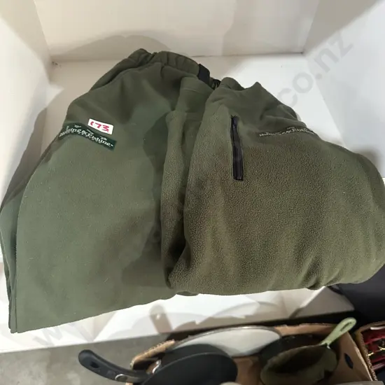Hunting and fishing small size pants and medium fleece top.