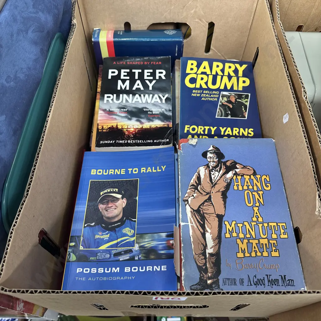 Box of books including Barry Crump Image 1++