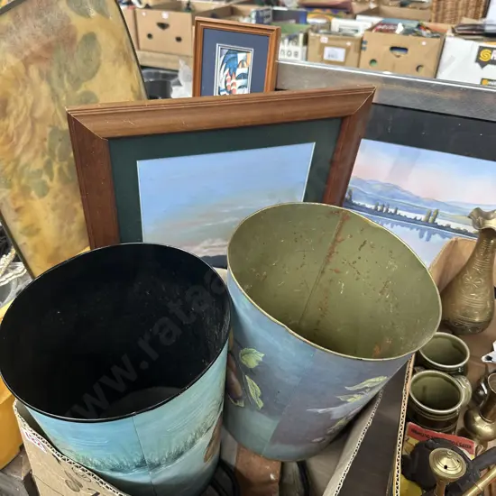 Three pictures and paper bins etc.