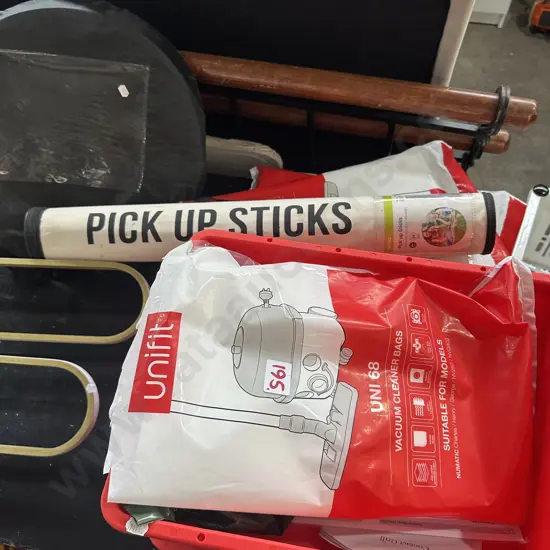 Vacuum cleaner bags, bins and pick up sticks etc.