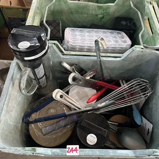 2 bins of utensils etc