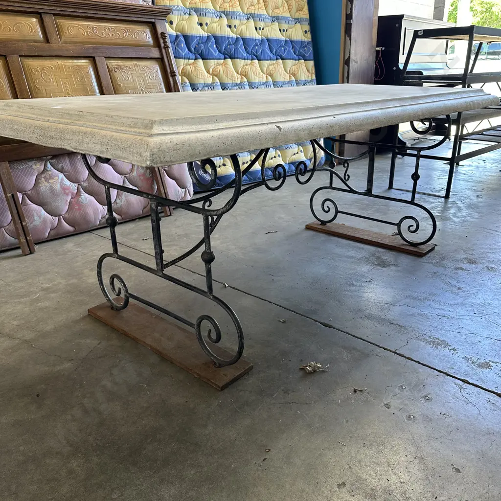 Wrought Iron base table with concrete top 2100 x 930mm Image 1++