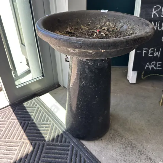 pottery birdbath