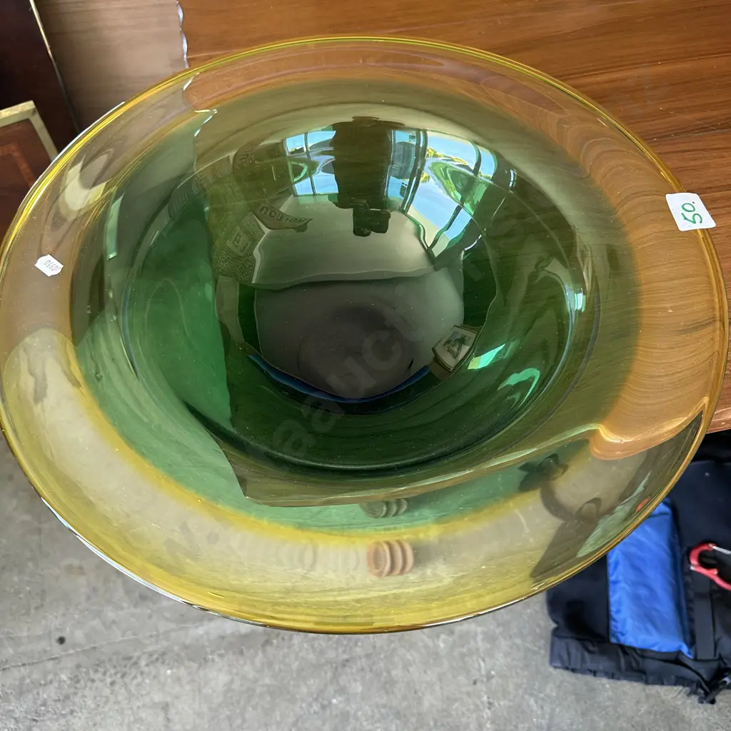 art glass 18inch bowl Liquid design by  L. Campbell 2002 Image 1++