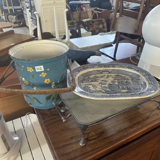 vintage bucket, platter and warmer