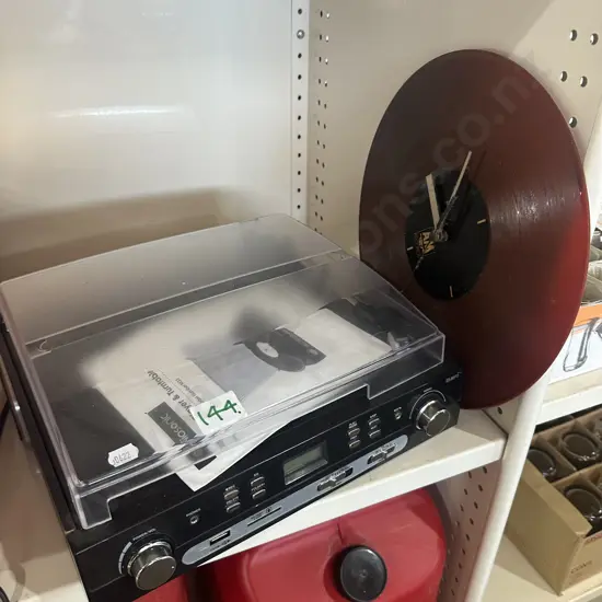 record player and clock