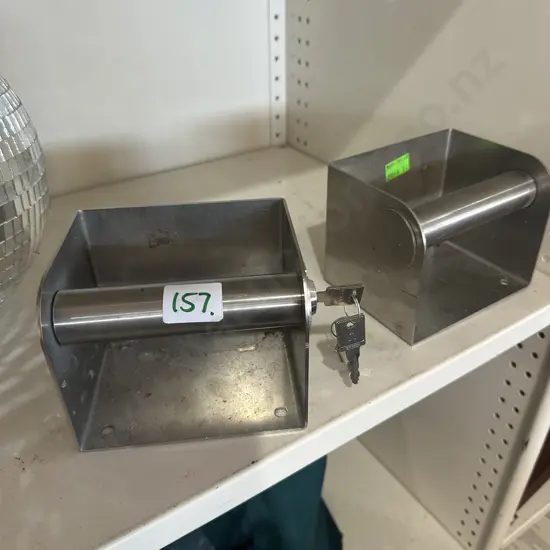 2 commercial lockable toilet roll dispensers