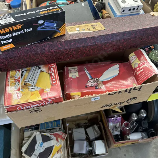 Pasta maker and vintage toys.