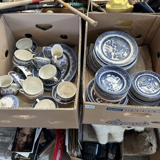 Two boxes Willow and churchill dinner set.