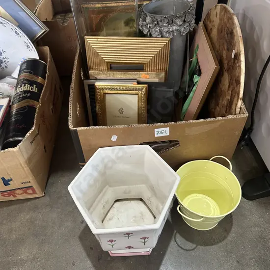 Large glass vase, planter pots, picture frames etc.
