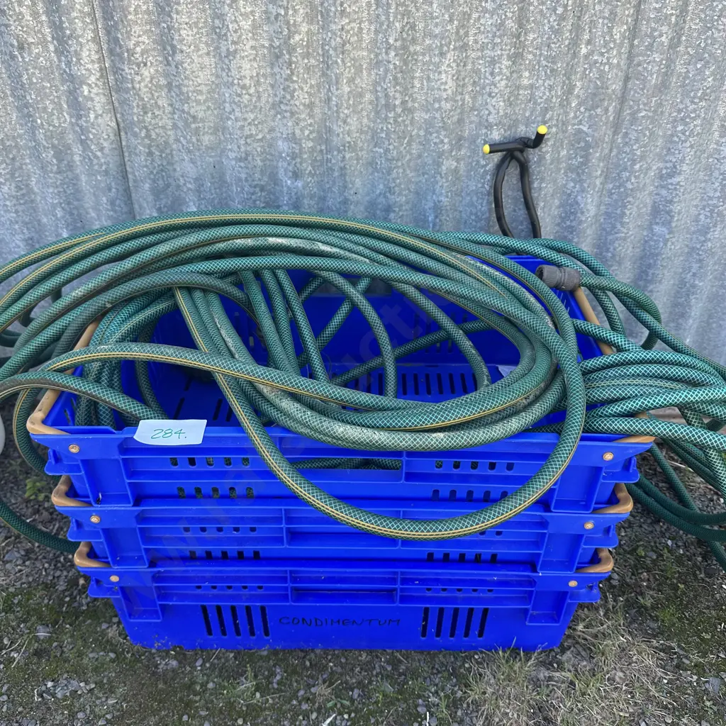 Three vege bins and two hoses with brass fittings Image 1++