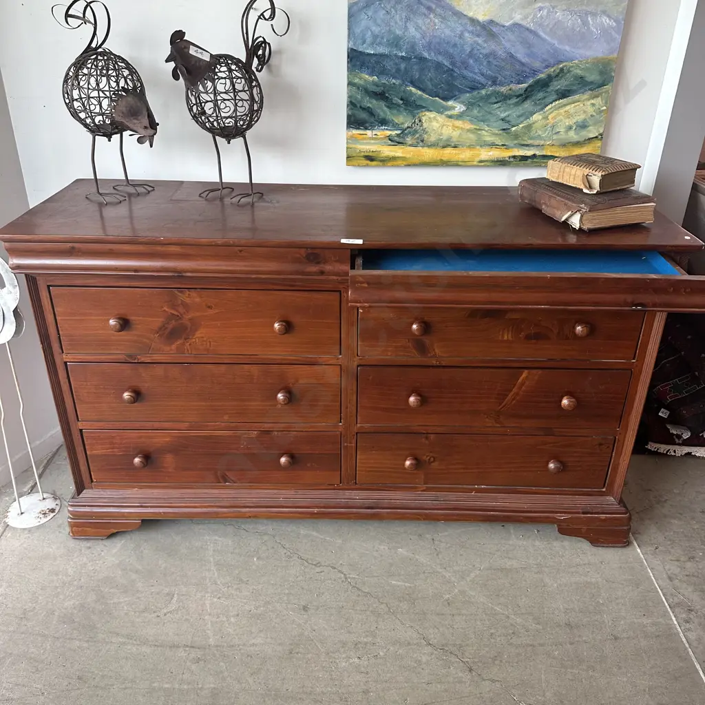 Pine sideboard with 6 drawers & 2 sliders Image 1++