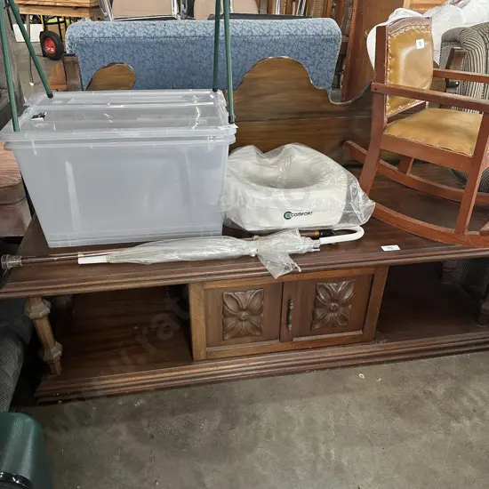 coffee table & hand carved headboard