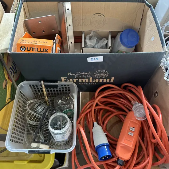 Adaptor lead, nails and screws etc.