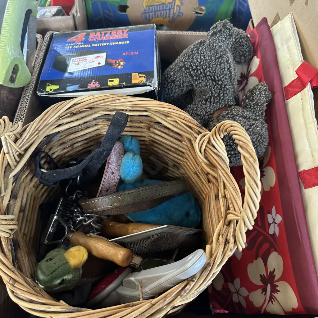 Cane basket and battery charger etc. Image 1++